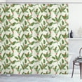 thumbnail image 1 of Tropical Shower Curtain, Tropical Palm Leaves with Banana Flowers Flourishing in Nature of Hawaii Jungle, Fabric Bathroom Set with Hooks, 69W X 84L Inches Extra Long, Multicolor, by Ambesonne, 1 of 3