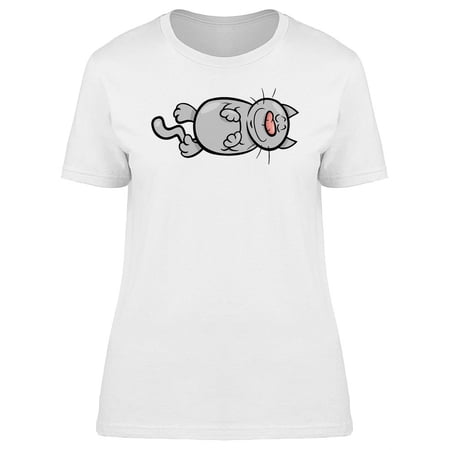 Adorable Gray Cartoon Kitten T-Shirt Women -Image by Shutterstock Female x-Large