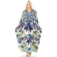 thumbnail image 5 of Sakkas Yeni Women's Short Sleeve V-neck Summer Floral Long Caftan Dress Cover-up - 456 - One Size, 5 of 5