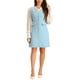 thumbnail image 1 of Vestido de mujer INSPIRE CHIC de cuadros de tweed, con cuello en V, sin mangas, de un solo botón y con bolsillos, color azul cielo M, 1 of 5