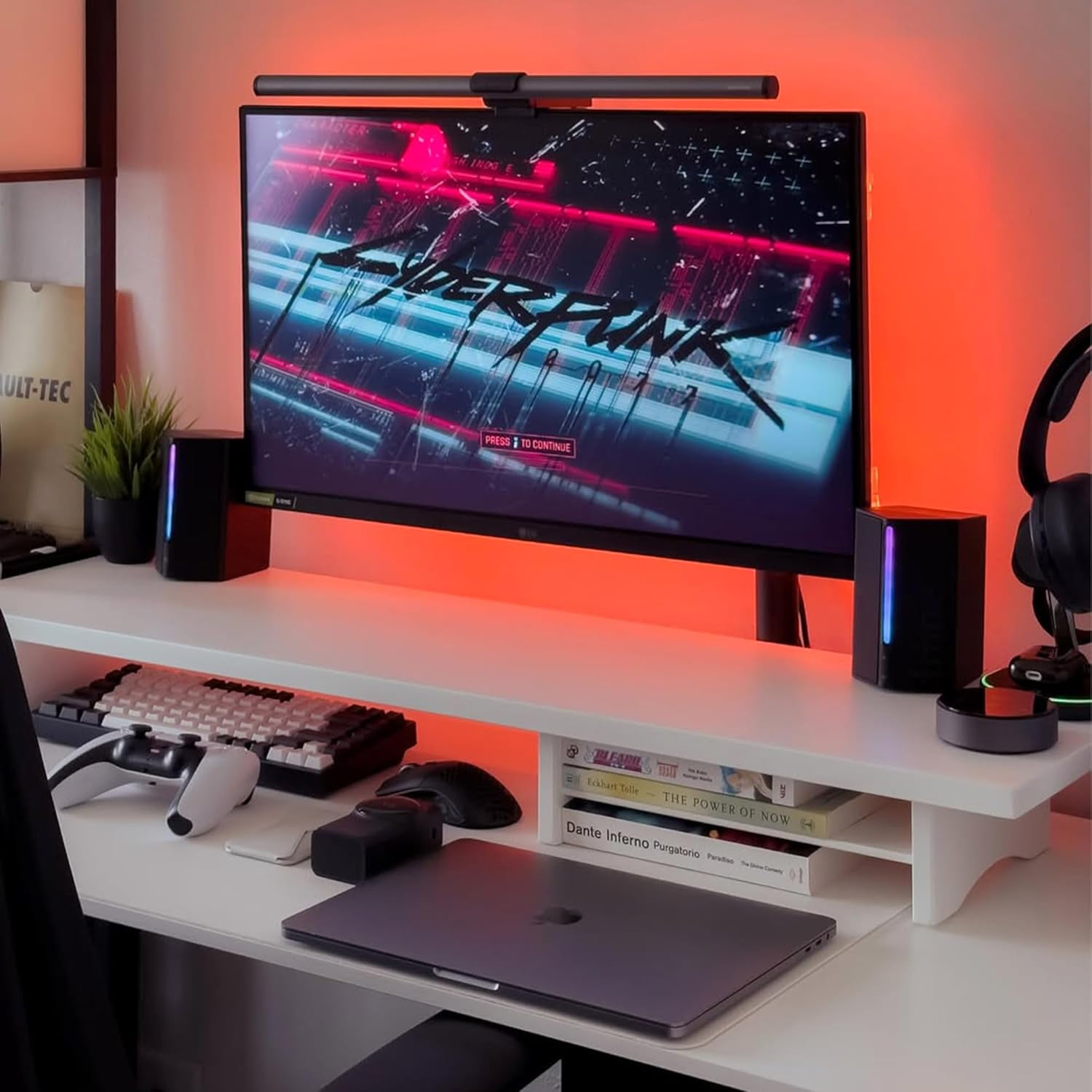 Dual Monitor Stand Riser White, 2-Tier Desk Organizer for PC Computer Monitor Printer Heavy TV  to 300 lbs