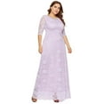 thumbnail image 6 of Holiday Deals Olyvenn Women Fashion Short Sleeve Crew-Neck Ankle Dress Plus Size Evening Ball Gown Women's Fashion Hollow Out Lace Pocket Long Dress Evening Dress Party Dress Purple 12, 6 of 7