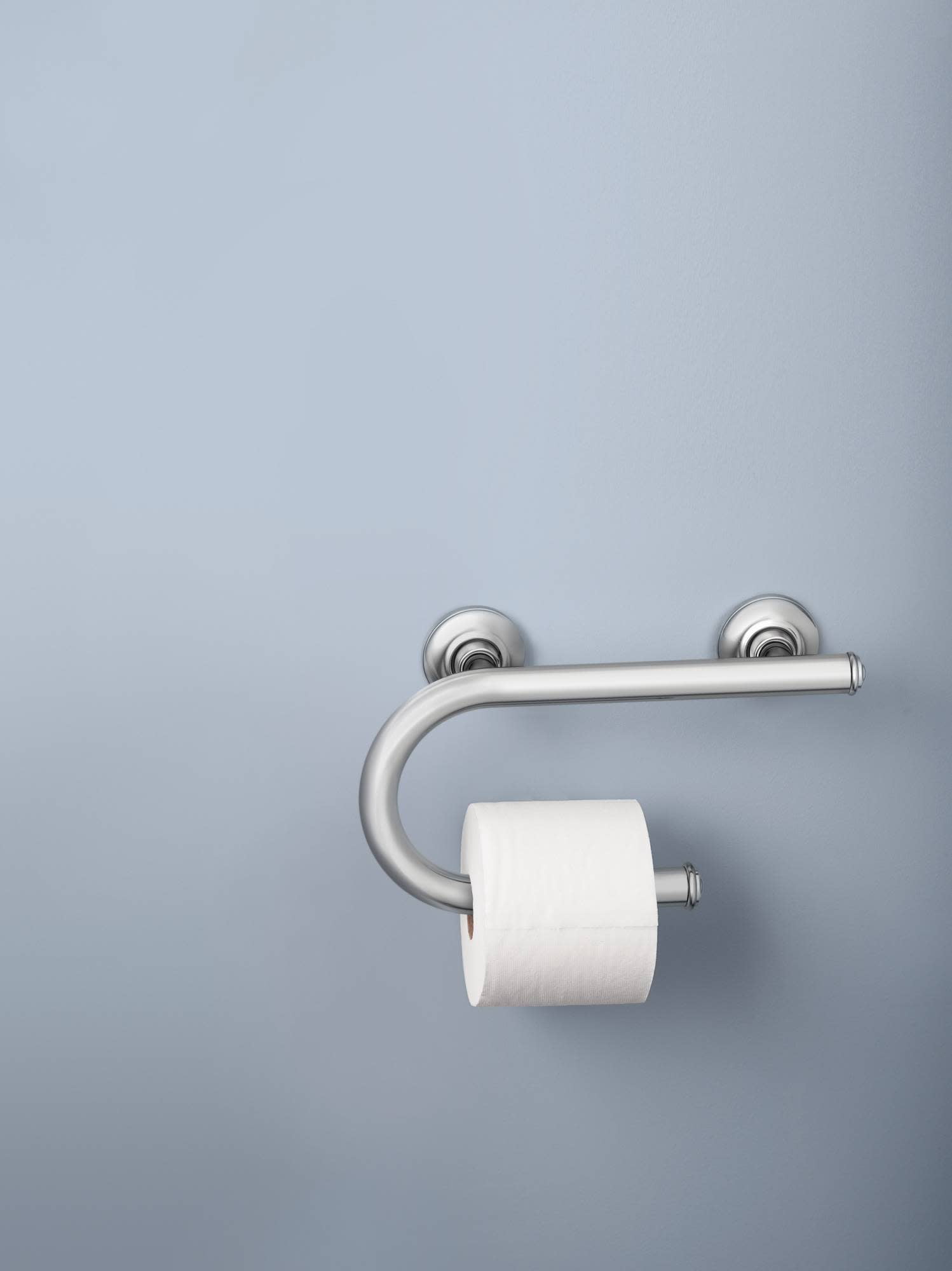 Moen LR2352DBN Home Care 8-Inch Grab Bar with Integrated Toilet Paper Holder, Brushed Nickel