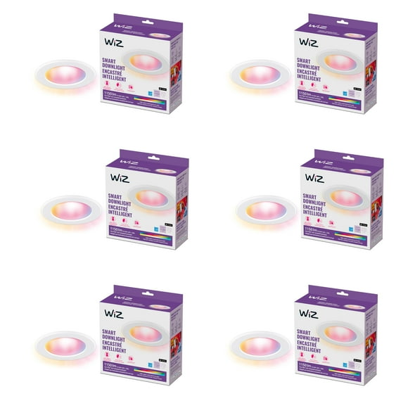 Downlight LED inteligente WiZ Connected a todo color, 6 pulgadas, paquete de 6