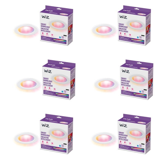 Downlight LED inteligente WiZ Connected a todo color, 6 pulgadas, paquete de 6