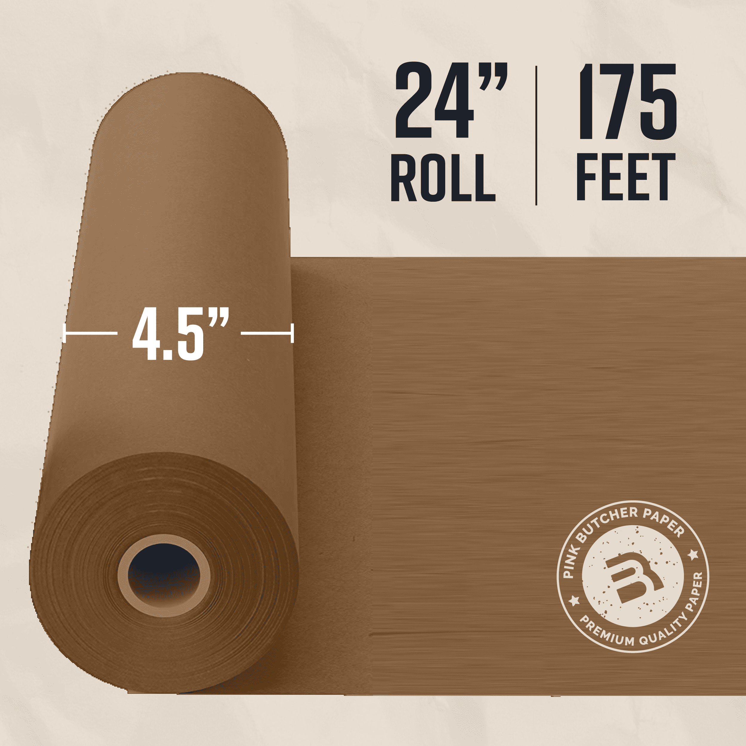 Bryco Goods 24" x 175' (2100") Kraft Butcher Paper Roll - Brown - Made in USA