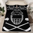 thumbnail image 2 of Homewish Ice Hockey Bed Sheets 4pcs for Boys, Gray Black King Sheets, Sport Helmet Sheet Set, Microfiber Bedroom Decor, 2 of 7