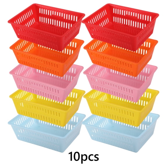 10 Pack Plastic Storage Baskets Stackable Drawer Organizer Bins Multi-Purpose Tray for Bathroom Office Bedroom Cabinet