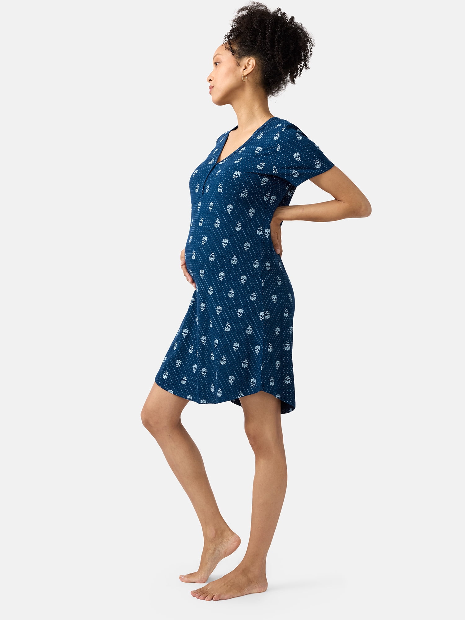 Ingrid & Isabel For Every Belly Women's Maternity Ribbed Henley T-Shirt Dress, Sizes S-XXXL