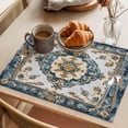 thumbnail image 3 of Boho Blue Placemats Set of 6 Vintage Southwestern Geometric Ethnic Place Mats Indoor Wipeable Table Mats Washable Cloth Dining Table Placemats for Kitchen Holiday Party Home Decor 13x19 Inch, 3 of 9