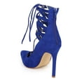 thumbnail image 3 of Liliana DF55 Women Suede Pointy Toe Caged Ankle Gilly Tie Stiletto Pump, 3 of 6
