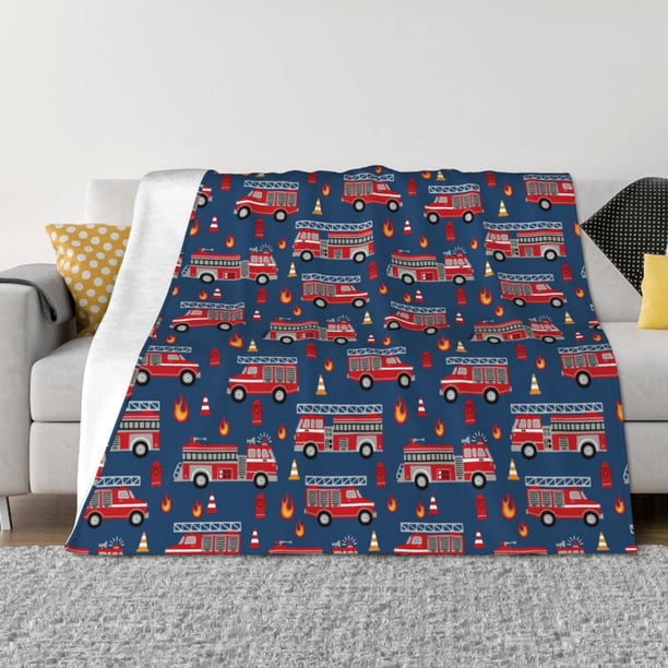 Fotbe Fire Truck 1 Manta de Franela con Estampado, Manta Ultrasuave para Cama, Sofá, Auto, Hipoalergénica y Antibolitas-40"x30"