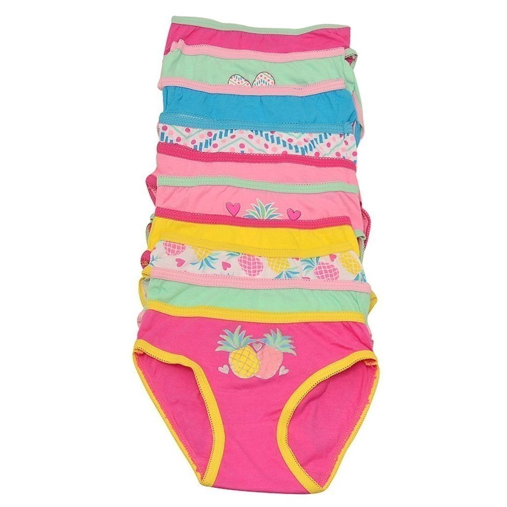 Sweet N Sassy Girls Multi Pineapple Print 10 Pc Underwear Pack