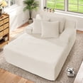 thumbnail image 3 of Muumblus Oversized Chaise Lounge Chair Indoor Furniture, No Assembly Required, Plush Corduroy Cloud Floor Sofa Bed for Living Room, Beige, 3 of 11