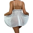 thumbnail image 4 of FASHIONWT Women Sexy Solid Sheer Lingerie Mini Dress See-through Babydoll Nightdress, 4 of 4