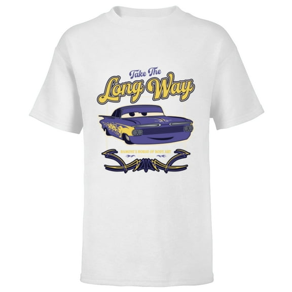 Disney and Pixar’s Cars Ramone’s Body Art Take the Long Way - Short Sleeve T-Shirt for Kids - Customized-White