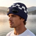 thumbnail image 2 of EliteGoogv Unisex Knit Beanie Lined Plaid Goggle Detail Skull Cap Winter Hat, 2 of 4