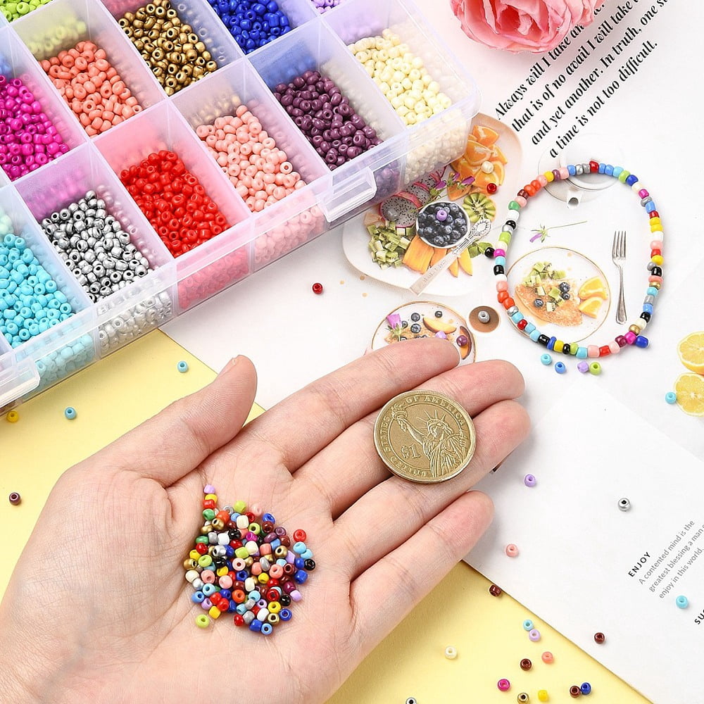 1 Set DIY 8/0 Glass Seed Beads Stretch Bracelet Making Kits Elastic Thread Iron Jump Rings Mixed Color 3~3.5mm Hole: 1~1.2mm