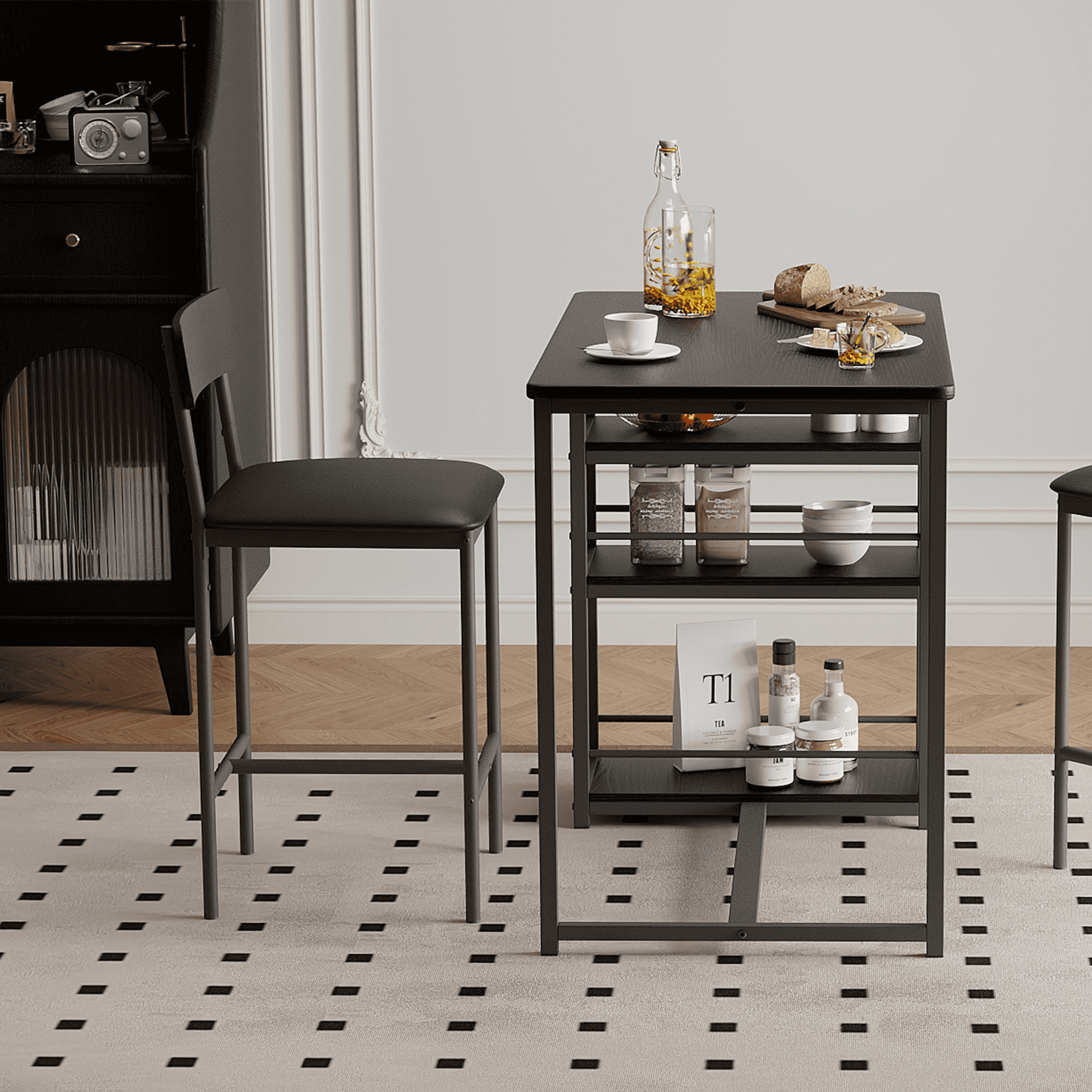 Kitchen Table Set,Dining Table and Chairs for 2,3 Piece Dining Room Table Set with 2 Upholstered Chairs,Bar Dining Table Set for Small Spaces,Apartment,Breakfast,Pub