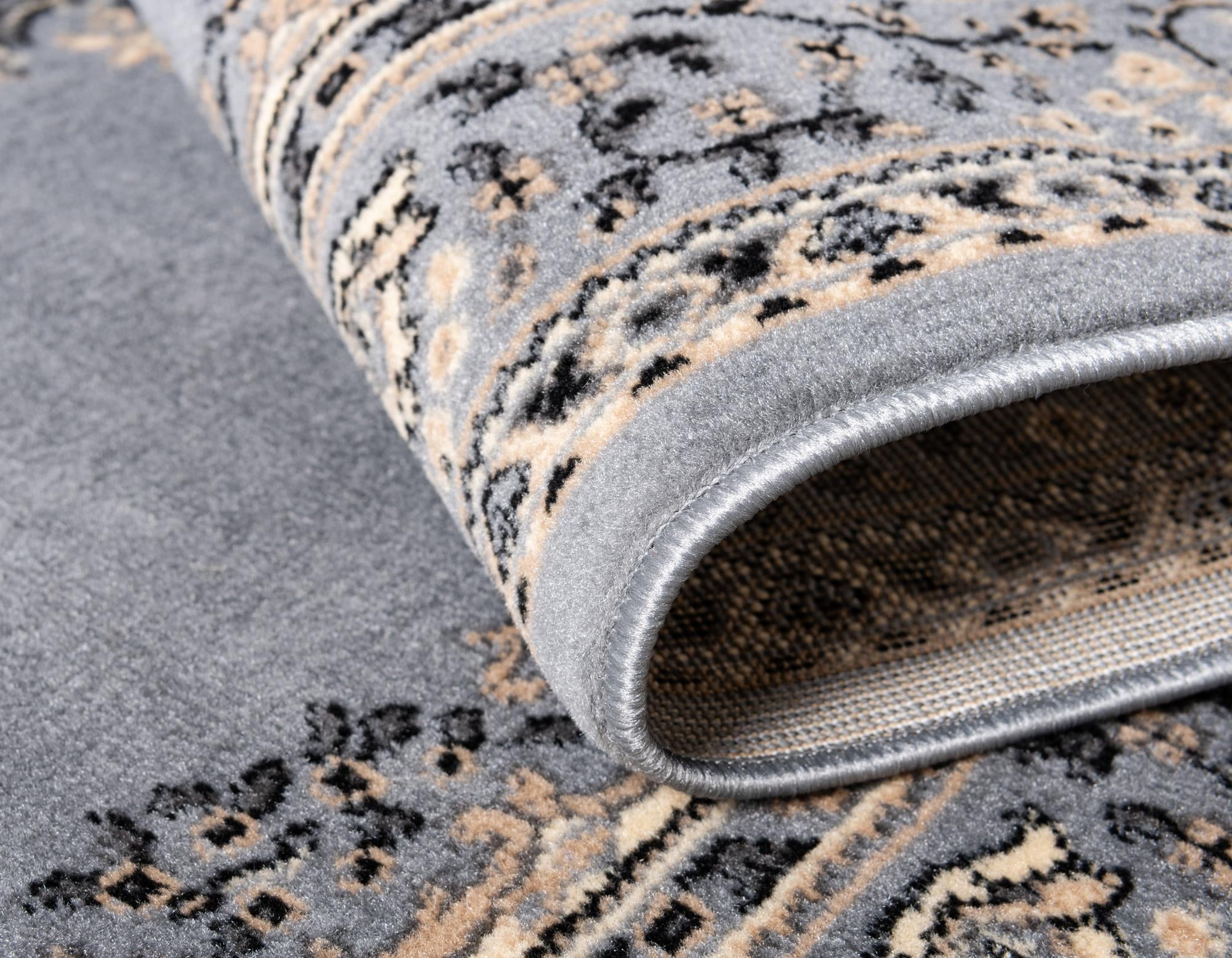 Rugs.com Amaya Collection Rug – 8 Ft Runner Gray Medium Rug Perfect For Hallways, Entryways