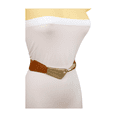 thumbnail image 3 of Women Brown Elastic Skinny Waistband Belt Gold Metal Hook Buckle Size S M, 3 of 13