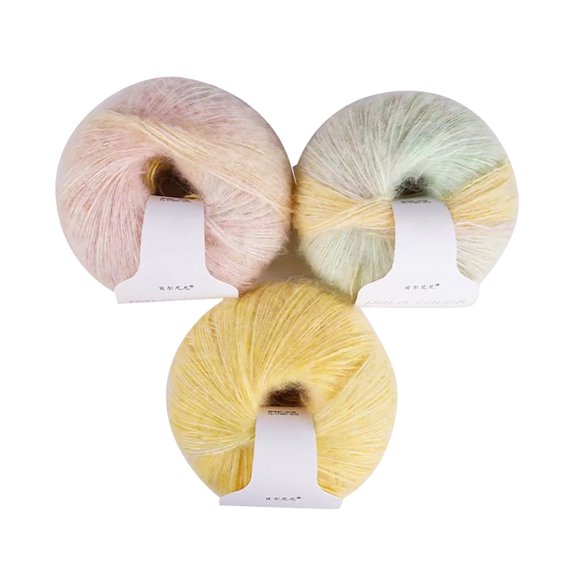 3 Bundles Multicolored Mohair Wool Yarn, 30g Each Soft Rainbow Yarn for Knitting & Crochet DIY Crafts