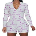 thumbnail image 1 of Women V-Neck Bodycon Bodysuit Button Sleepwear Jumpsuit Shorts Rompers, 1 of 3