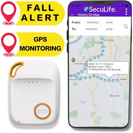 Seculife Kids GPS Tracker, SOS Button Hands Free Assistive Speakerphone Security Safety Device & App