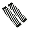 thumbnail image 1 of Nvzi Guantes largos sin dedos a rayas, calentadores de brazos tejidos de invierno para punk rock, cosplay, gótico y fiestas navideñas, color blanco y negro, 1 of 5