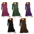 thumbnail image 2 of SHEOWO Women's Summer Fall Short Sleeve/Long Sleeve Lace Hem T-Shirt Loose Dress with Pockets, 2 of 3