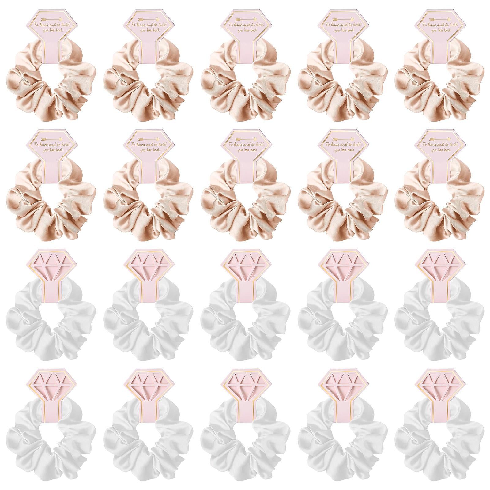 GUOOL 20Pcs Elastic Hair Ties, Headwear Hairstyles Headband Bridesmaid Scrunchies for Bridal Parties Wedding Gifts , White Champagne
