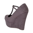 thumbnail image 3 of Breckelles Cilo-35 New Women Suede Round Toe Buckled Round Toe Platform Wedge, 3 of 5
