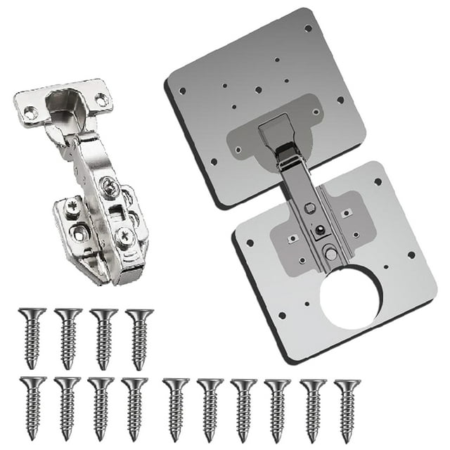GUOOL Armoire Charnière Plaque de Réparation, Kit de Réparation de Charnière d'Armoire de Cuisine en Acier Inoxydable avec Vis, Plaque de Charnière de Support pour Fenêtre de Tiroir de Meubles d'Armoire 2plate + Charnière + 16screw