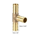 thumbnail image 2 of Uxcell 10mm or 3/8" ID Brass Barb Splicer Fitting, T-Shaped Barb Hose Fitting Tee Connector, 2 of 3