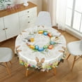 thumbnail image 5 of Lfeey Spring Easter Round Tablecloth, with Rabbit Easter Eggs, Waterproof Wrinkle Resistant Table Cover, 70 inch, 5 of 8