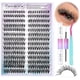 thumbnail image 2 of Kit de extensión de pestañas DIY, 280 piezas de pestañas individuales, ojo de gato, kit de extensión de pestañas rizadas 40D, grupos de pestañas con unión de pestañas y sello y pinzas de pestañas para, 2 of 4