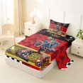 thumbnail image 2 of Manfei Racing Motorbike Twin Sheets,Geometric Plaid Art Bedding,Red,3 Pieces,1 Fitted Sheet and 1 Pillowcase, 2 of 6