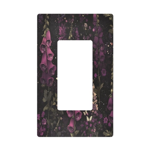 Yayeee Rocker Switch Wall Plate 1-Gang 4.6"x2.9" Home Decorative Outlet Cover, Dark Purple Floral Pattern