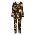 thumbnail image 5 of CLOISE Night Clothes for Women Sets 2-Piece Soft Long Sleeve Sleepwear Tees and Casual Lounge Pants Pajama Sets Cozy Flower Graphic Trendy Nightwear, 5 of 5