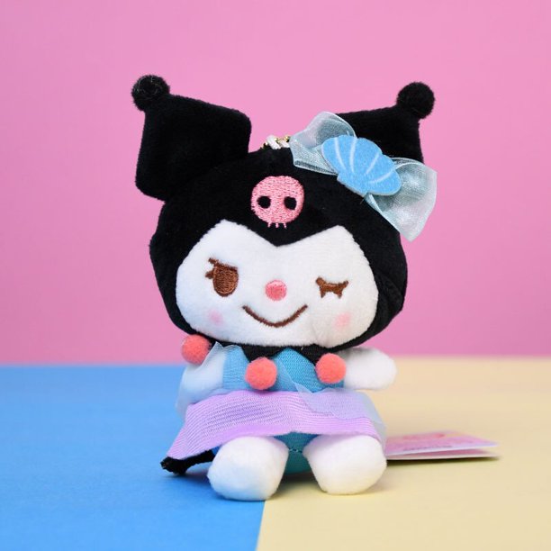 Llavero Kawaii Sanrio Kuromi de 10cm Para niña, juego de colgante de felpa de Cinnamoroll, Juguetes Para Niñas, mochilaNN067-3 Fivean Toy model