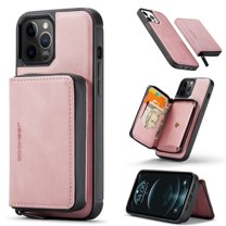 iPhone 13 Pro Max Case,Dteck Magnetic Leather Detachable Wallet Functional Removable Case Shockproof Rubber Cards Holder Money Pocket Hybrid Kickstand Back Cover For iPhone 13 Pro Max 6.7-inch,Pink
