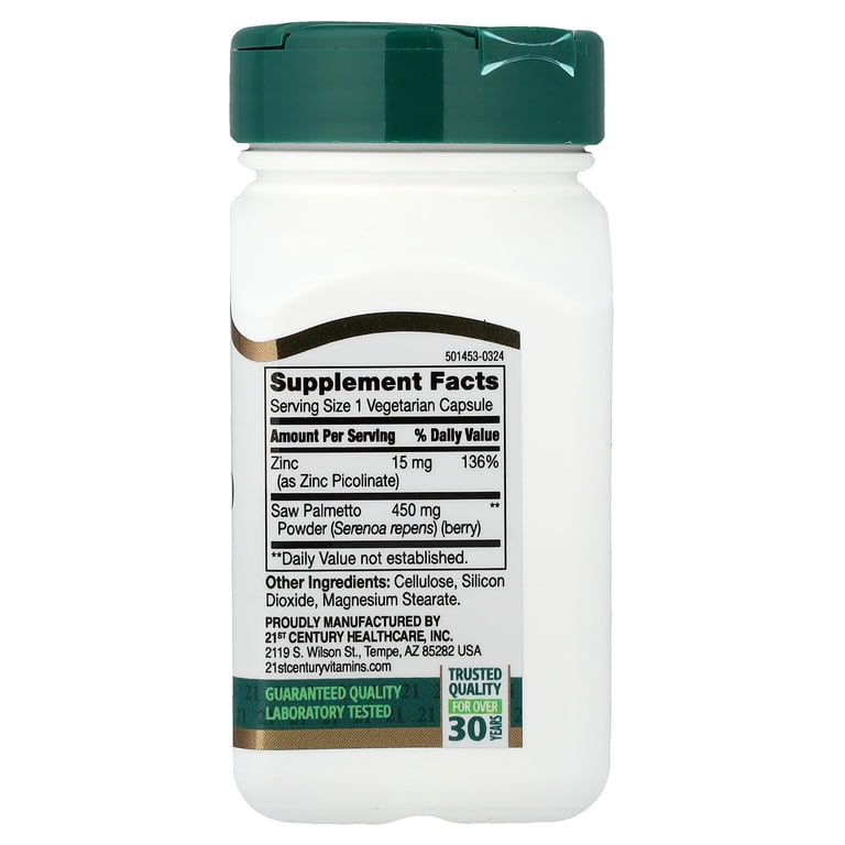 21st Century Saw Palmetto Extract 320mg Capsules, 60 Ct - Walmart.com