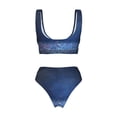 thumbnail image 6 of Rocae Retro Blue Glitter for Bikini Set for Women Two Piece Sexy High Swimsuits Split Crossover Bikini Medium, 6 of 9