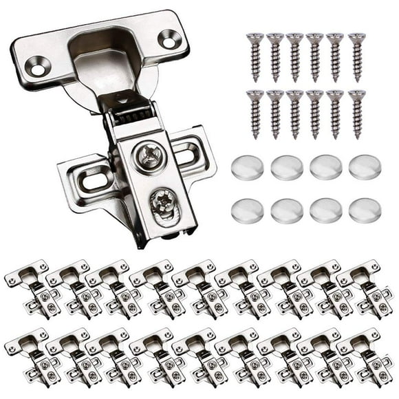 KONIGEEHRE 20 Pack Soft Close Cabinet Door Hinges for 1/2" Partial Overlay Cupboard, 100 Degree Opening Angel, Stainless Concealed Kitchen Cabinet Hinges with Mounting Screws and Manual