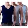 thumbnail image 4 of Migroa Mens Tank Tops 3 Pack Workout Moisture Wicking Breathable Fitted Ruglar Fit Soft Sleeveless Shirt for Gym Running And Training Base Layer Blue 3Xl, 4 of 6