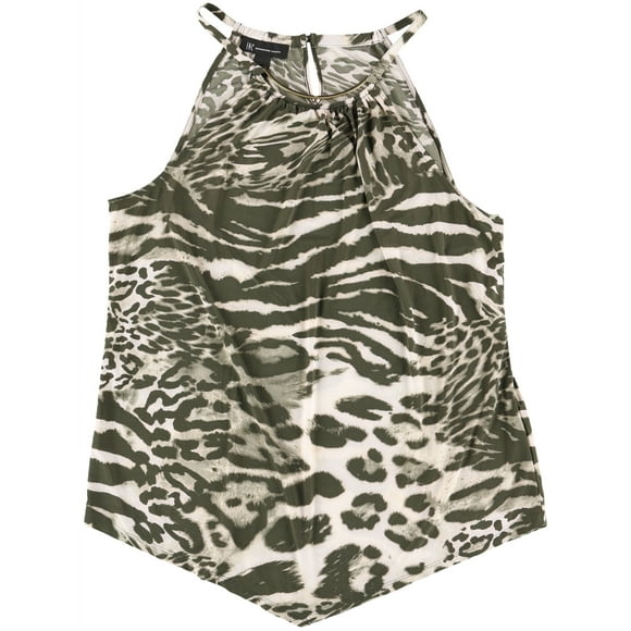 I.N.C Womens Gold Hardware Halter Top Shirt, Green, X-Large