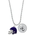 thumbnail image 1 of Delight Jewelry Silvertone Small Purple Football Helmet Silvertone Script Initial Disc - E - Charm Necklace, 20"+3", 1 of 4