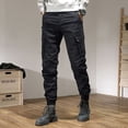 thumbnail image 3 of Defitshape Men's 100 Cotton Cargo Pants Ankle Length Tapered Leg Pants Casual Outdoor Comfy Trendy Work Utility Tactical Pants Black 32, 3 of 5
