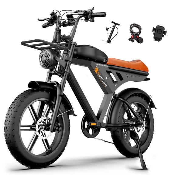 Movcan V30 Electric Bike for Adult, 1000W 20" Fat Tire 48V 15.6AH Removable Battery, 28MPH 7-Speed Disc Brake Off-Road Mountain Ebike UL2849