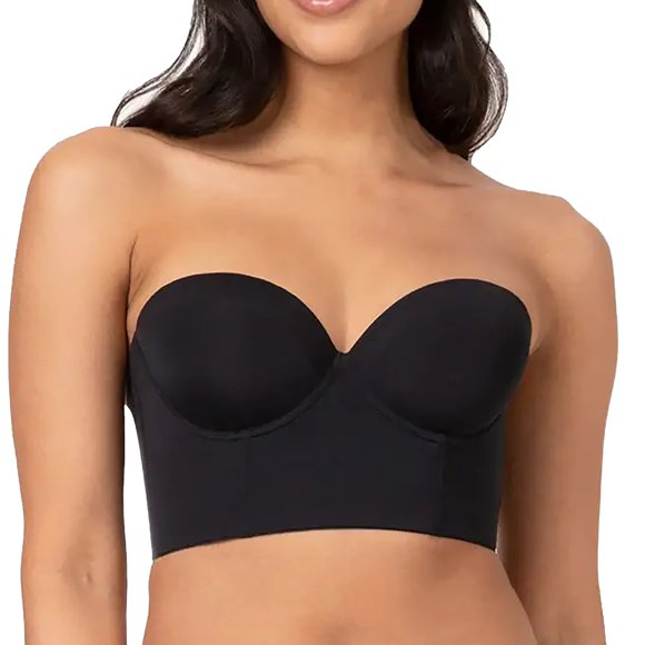 WTXUE Bandeau | Demi Cup Bras for Women s Strapless Half Cup Seamless Push up Bra Demi Bra | 1 Piece Black Size J